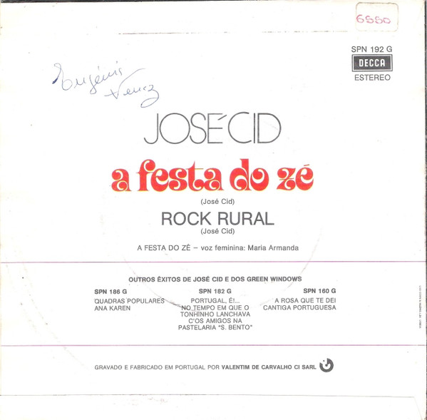 José Cid - A Festa Do Zé | Decca (SPN 192 G)