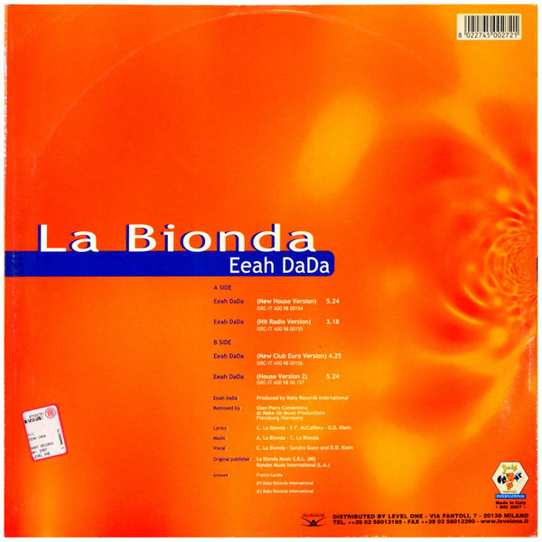 La Bionda - Eeah DaDa | Baby Records International (BRI 2007) - 2 La Bionda - Eeah DaDa | Baby Records International (BRI 2007) - 2