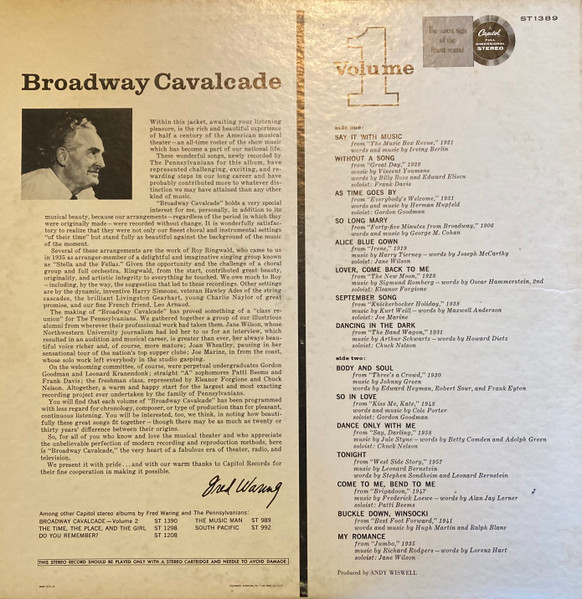 Fred Waring & The Pennsylvanians - Broadway Cavalcade / Volume 1 | Capitol Records (ST 1389) - 2 Fred Waring & The Pennsylvanians - Broadway Cavalcade / Volume 1 | Capitol Records (ST 1389) - 2