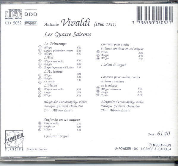 Antonio Vivaldi - Les Quatre Saisons | Powder Classics (CD 5052) - 3
