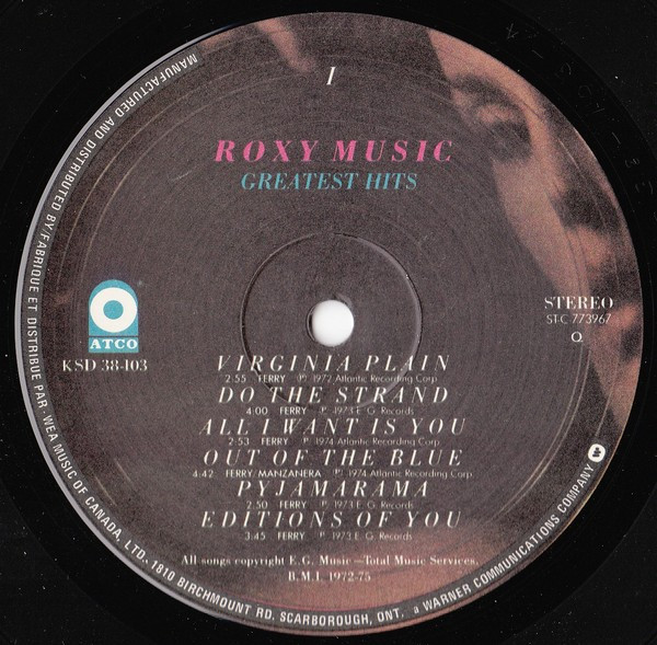 Roxy Music - Greatest Hits | ATCO Records (KSD 38-103) - 3