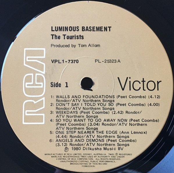 The Tourists - Luminous Basement | RCA Victor (VPL1 7370) - 3 The Tourists - Luminous Basement | RCA Victor (VPL1 7370) - 3