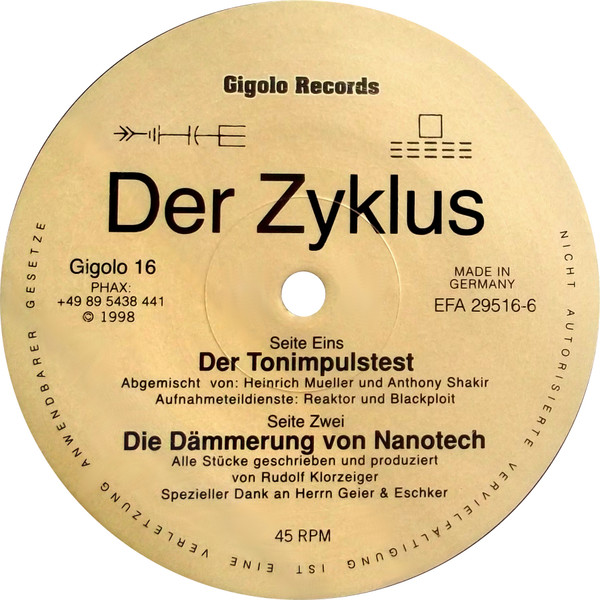 Der Zyklus - Der Tonimpulstest | International Deejay Gigolo Records (Gigolo 16)