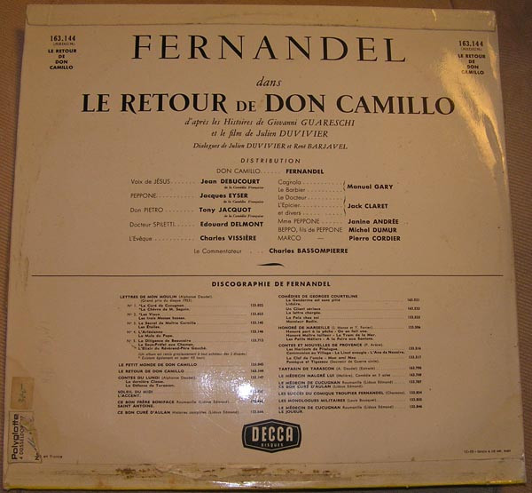 Fernandel - Le Retour De Don Camillo | Disques Decca (163.144) - 2