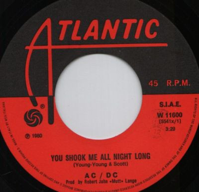 AC/DC - You Shook Me All Night Long | Atlantic (W 11600) - 3