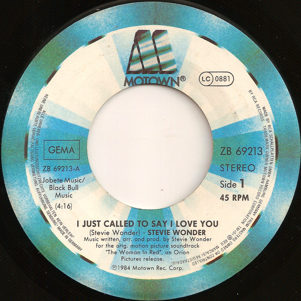 Stevie Wonder - I Just Called To Say I Love You | Motown (ZB 69213) - 3