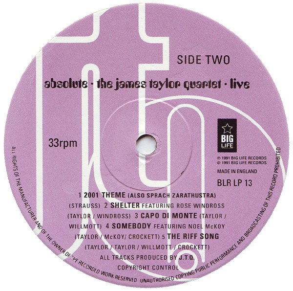 The James Taylor Quartet - Absolute - J.T.Q. Live | Big Life (BLR LP 13) - 4