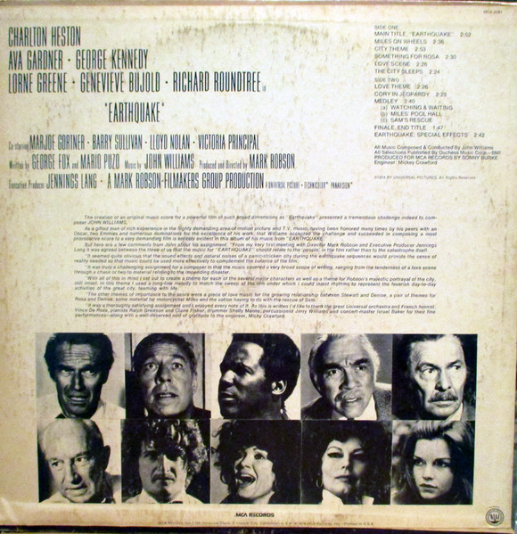 John Williams - Earthquake •  Music From The Original Motion Picture Soundtrack | MCA Records (MCA 2081) - 2