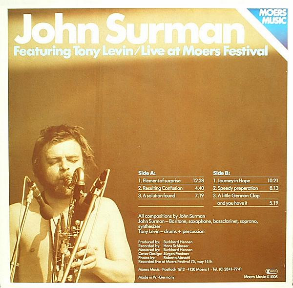 John Surman Featuring Tony Levin - Live At Moers Festival | Moers Music (Moers Music 01006) - 2 John Surman Featuring Tony Levin - Live At Moers Festival | Moers Music (Moers Music 01006) - 2
