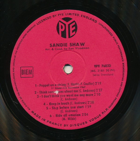 Sandie Shaw - Puppet On A String | Pye Records (VPV 76033) - 3