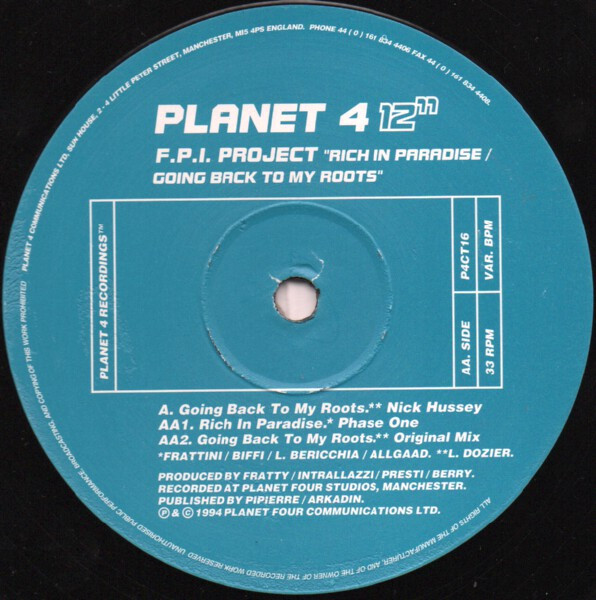FPI Project Featuring Barry Stewart - Rich In Paradise / Going Back To My Roots | Planet Four Communications (P4CT16) - 4