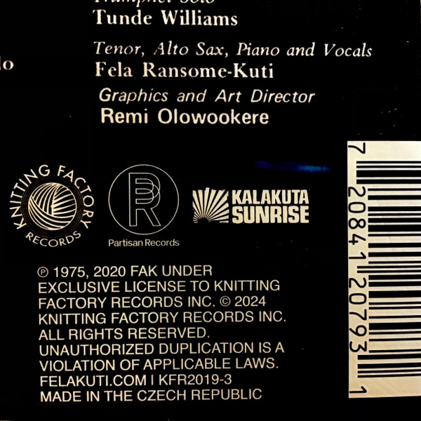 Fela Kuti & Africa 70 - Noise For Vendor Mouth | Knitting Factory Records (KFR2019-3)