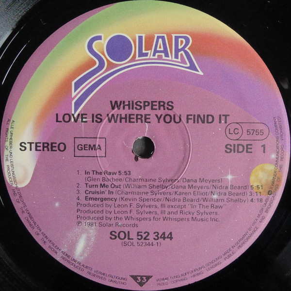 The Whispers - Love Is Where You Find It | Solar (SOL 52 344) - 2 The Whispers - Love Is Where You Find It | Solar (SOL 52 344) - 2