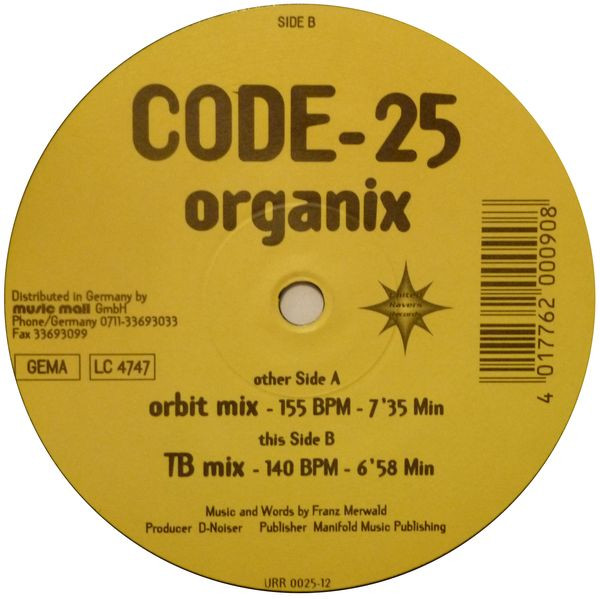 Code-25 - Organix | United Ravers Records (URR 025) - 3