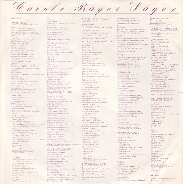 Carole Bayer Sager - Sometimes Late At Night | The Boardwalk Entertainment Co (NB1 33237) - 3 Carole Bayer Sager - Sometimes Late At Night | The Boardwalk Entertainment Co (NB1 33237) - 3