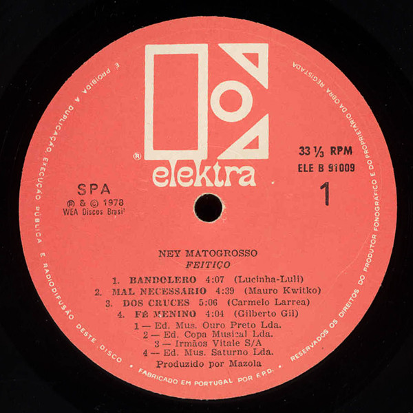 Ney Matogrosso - Feitiço | Elektra (ELE B 91009) - 3 Ney Matogrosso - Feitiço | Elektra (ELE B 91009) - 3