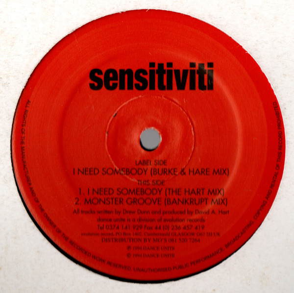 Sensitiviti - I Need Somebody / Monster Groove | Dance Unite (DUR 003)