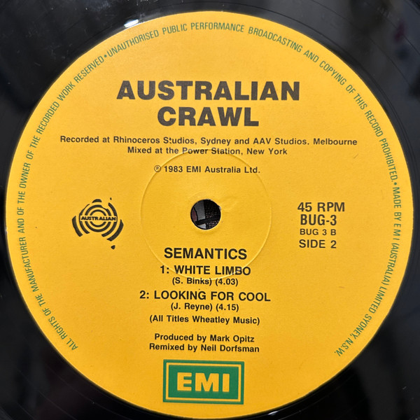 Australian Crawl - Semantics | EMI (BUG.3) - 4