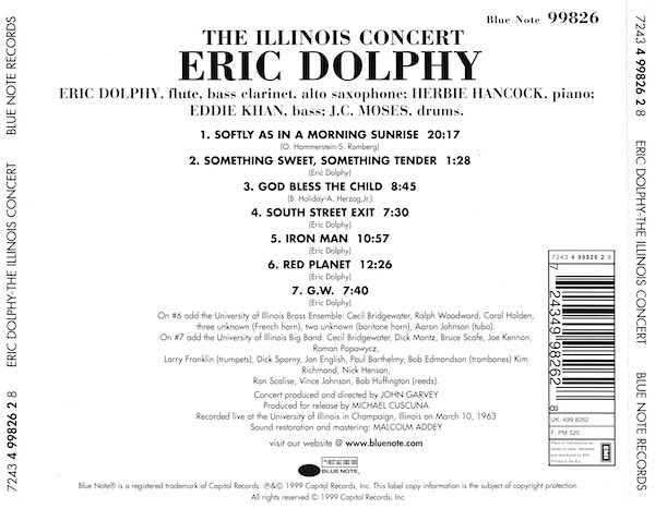 Eric Dolphy - The Illinois Concert | Blue Note (7243 4 99826 2 8) - 2