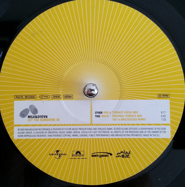 Milk & Sugar - Let The Sunshine In | Polydor Island Group (9810946) - main Milk & Sugar - Let The Sunshine In | Polydor Island Group (9810946) - main