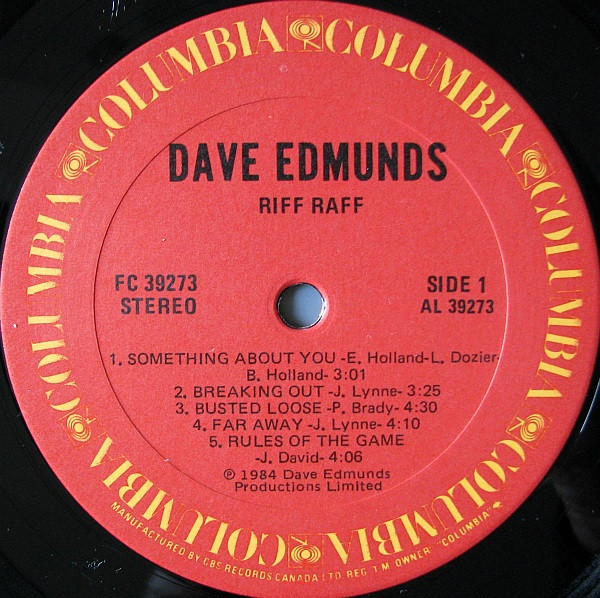 Dave Edmunds - Riff Raff | Columbia (FC 39273) - 3 Dave Edmunds - Riff Raff | Columbia (FC 39273) - 3