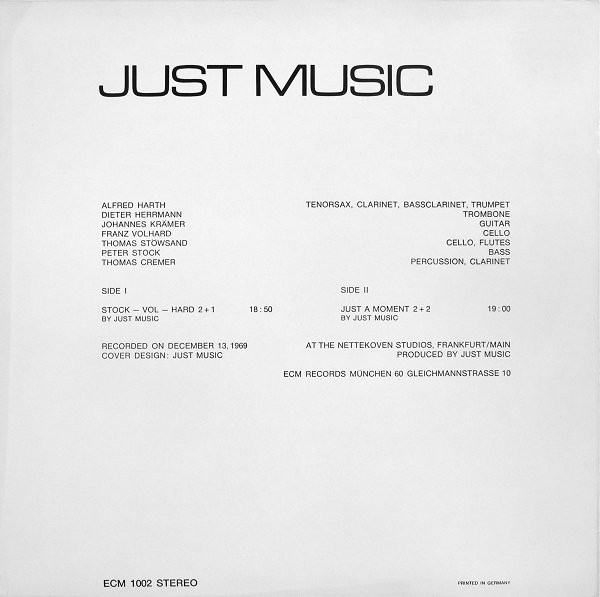 Just Music - Just Music | ECM Records (ECM 1002 ST) - 2