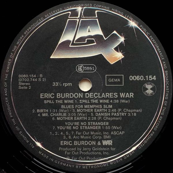 Eric Burdon & War - Eric Burdon Declares “War” | LAX Records (0060.154) - 4 Eric Burdon & War - Eric Burdon Declares “War” | LAX Records (0060.154) - 4