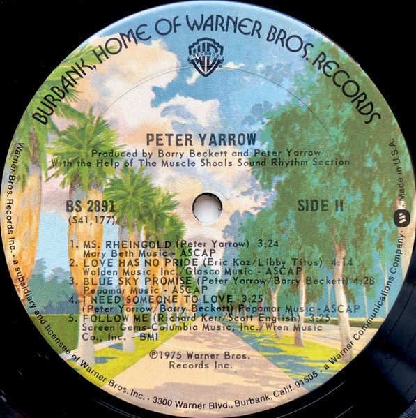 Peter Yarrow - Love Songs | Warner Bros. Records (BS-2891) - 4