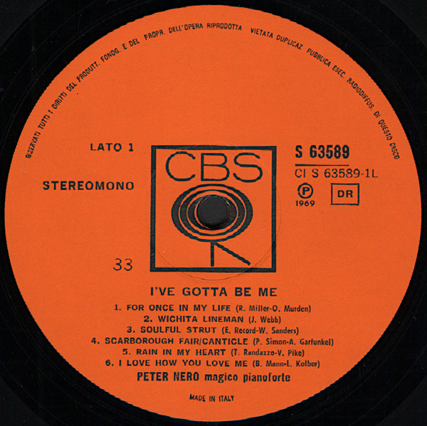Peter Nero - I'Ve Gotta Be Me | CBS (S 63589) - 3