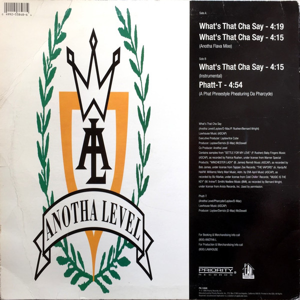 Anotha Level - What's That Cha Say | Priority Records (PVL 53848) - 2 Anotha Level - What's That Cha Say | Priority Records (PVL 53848) - 2