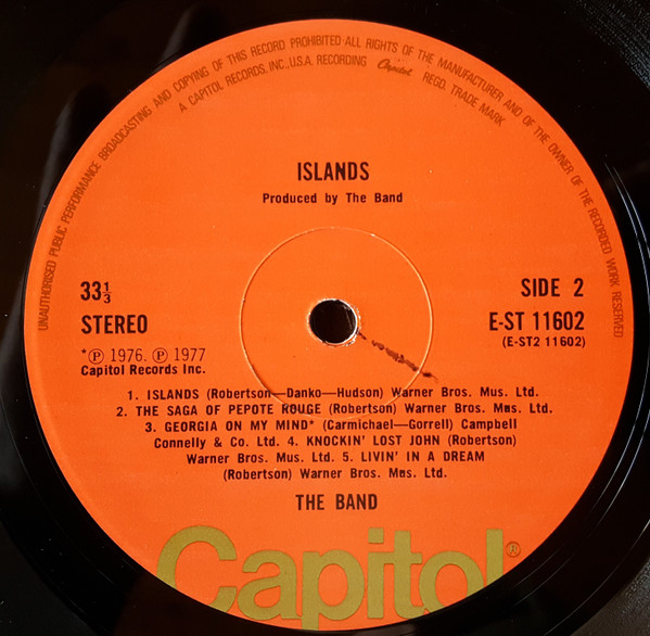 The Band - Islands | Capitol Records (E-ST 11602) - 4