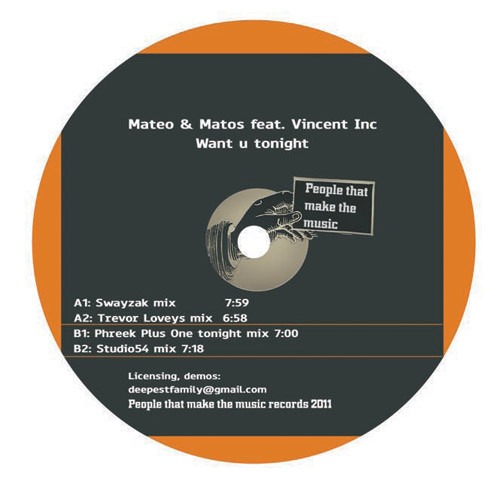 Mateo & Matos / Vincent Inc - Want U Tonight | People That Make The Music (PTMTM01)