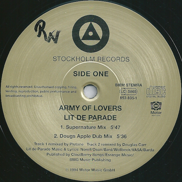 Army Of Lovers - Lit De Parade Remix | Stockholm Records (853 835-1) - 3