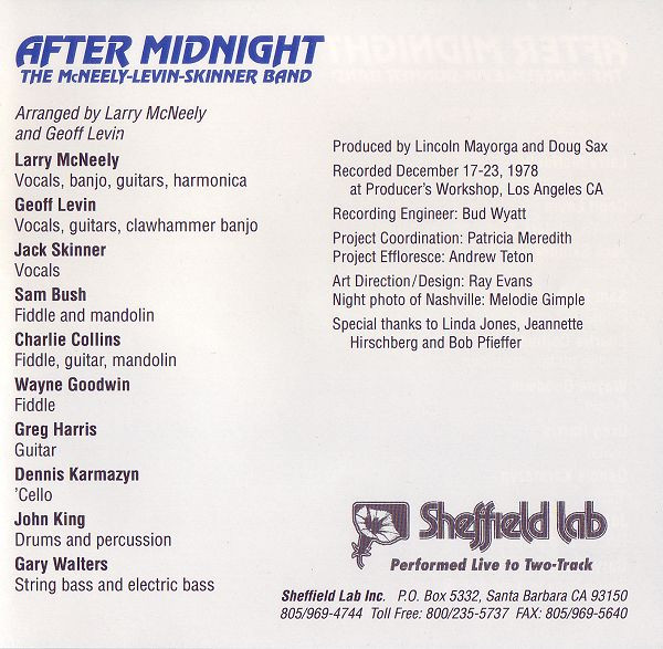 The McNeely-Levin-Skinner Band - After Midnight | Sheffield Lab (CD-30) - 3