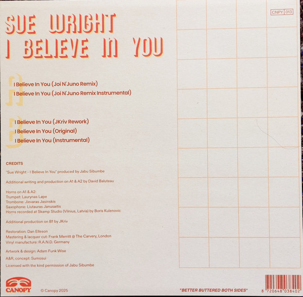Sue Wright - I Believe In You | Canopy Records (CNPY013) - 2