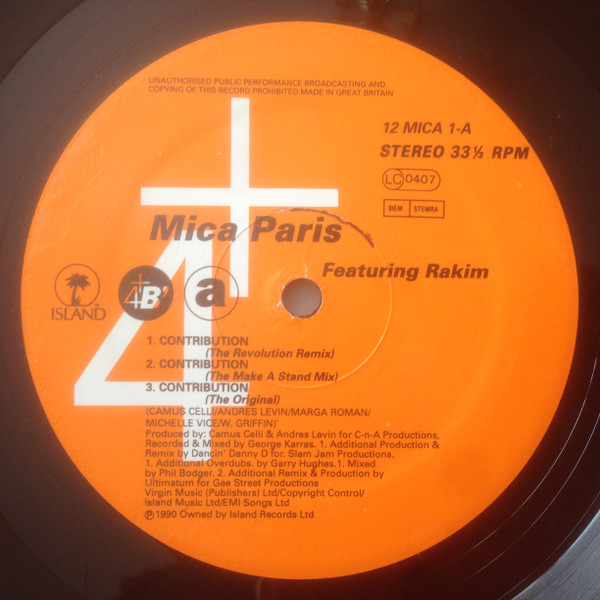 Mica Paris - Contribution / Shower Of Love | 4th & Broadway (12 MICA 1) - 2