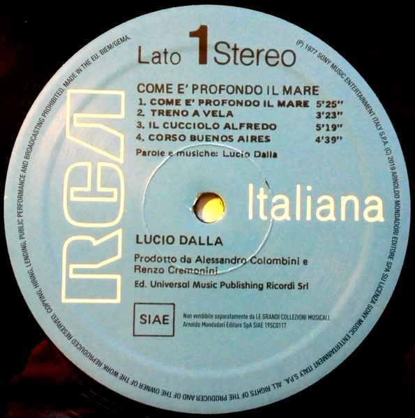 Lucio Dalla - Come È Profondo Il Mare | RCA Italiana (19SC0117) - 3 Lucio Dalla - Come È Profondo Il Mare | RCA Italiana (19SC0117) - 3