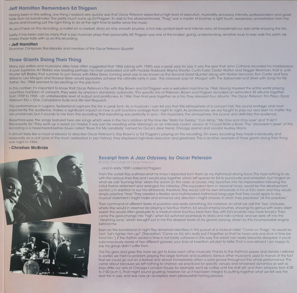 Oscar Peterson - Con Alma (The Oscar Peterson Trio – Live In Lugano, 1964) | Mack Avenue Music Group (MAC1207LP) - 3 Oscar Peterson - Con Alma (The Oscar Peterson Trio – Live In Lugano, 1964) | Mack Avenue Music Group (MAC1207LP) - 3