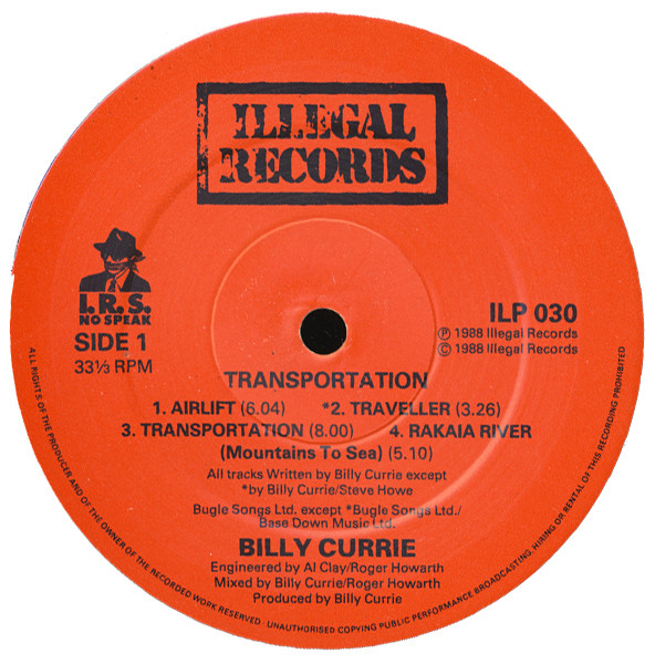 Billy Currie With Guest Steve Howe - Transportation | Illegal Records (ILP 030) - 3 Billy Currie With Guest Steve Howe - Transportation | Illegal Records (ILP 030) - 3
