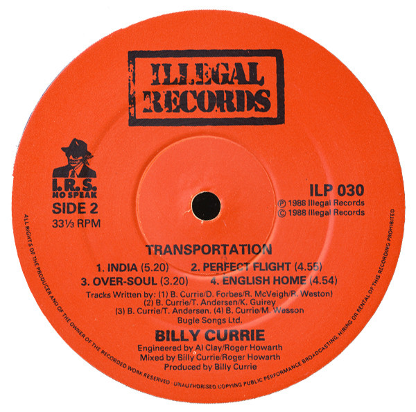 Billy Currie With Guest Steve Howe - Transportation | Illegal Records (ILP 030) - 4 Billy Currie With Guest Steve Howe - Transportation | Illegal Records (ILP 030) - 4