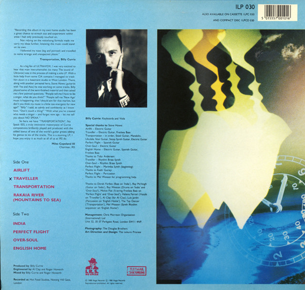 Billy Currie With Guest Steve Howe - Transportation | Illegal Records (ILP 030) - 2 Billy Currie With Guest Steve Howe - Transportation | Illegal Records (ILP 030) - 2