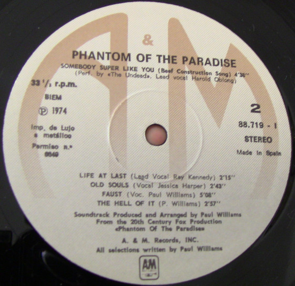 Various - El Fantasma Del Paraiso (Banda Sonora Original De La Película) | A&M Records (88.719 I) - 2 Various - El Fantasma Del Paraiso (Banda Sonora Original De La Película) | A&M Records (88.719 I) - 2