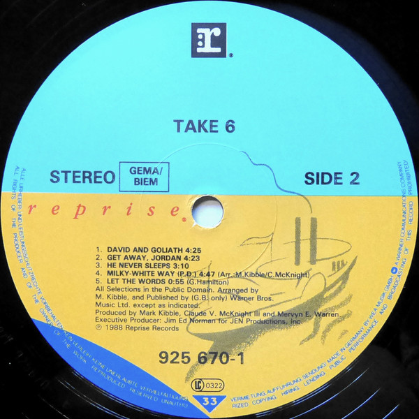 Take 6 - Take 6 | Reprise Records (925 670-1) - 4 Take 6 - Take 6 | Reprise Records (925 670-1) - 4