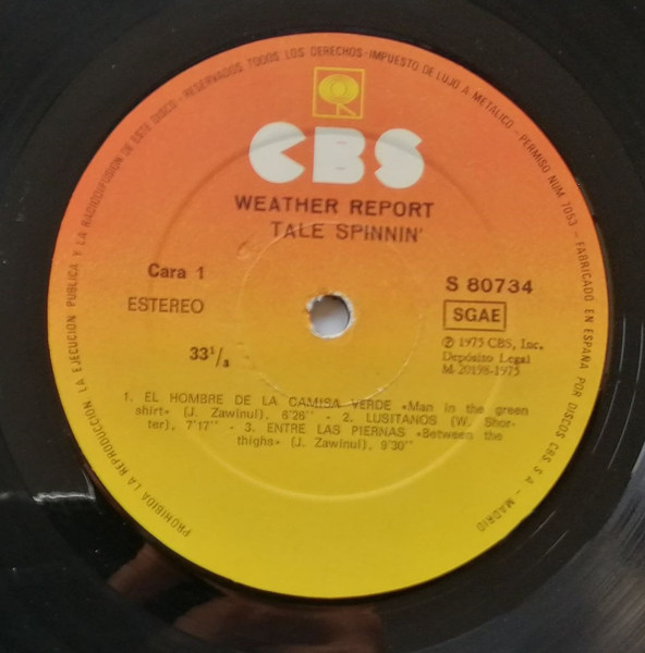 Weather Report - Tale Spinnin' - Vinilo | CBS (S 80734) - 3