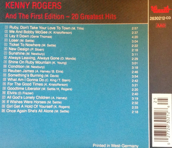 Kenny Rogers & The First Edition - 20 Greatest Hits | M.C.R. Productions (2630212-CD) - 2 Kenny Rogers & The First Edition - 20 Greatest Hits | M.C.R. Productions (2630212-CD) - 2