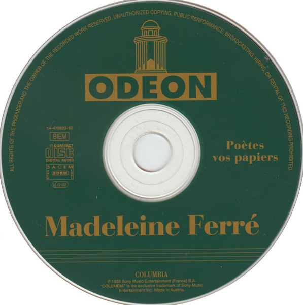 Madeleine Ferré - Poètes Vos Papiers | Columbia (COL 475823 2) - 3