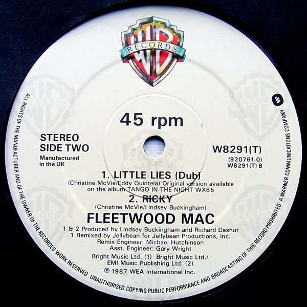 Fleetwood Mac - Little Lies (Extended Version) | Warner Bros. Records (W8291T) - 4 Fleetwood Mac - Little Lies (Extended Version) | Warner Bros. Records (W8291T) - 4