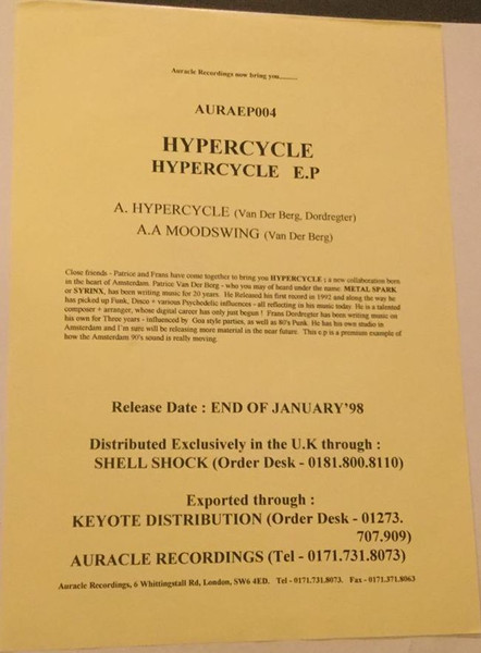 Hypercycle - Hypercycle E.P | Auracle Recordings (AURA E.P 004) - main