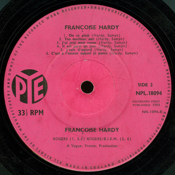 Françoise Hardy - Françoise Hardy | Pye Records (NPL 18094) - 4 Françoise Hardy - Françoise Hardy | Pye Records (NPL 18094) - 4