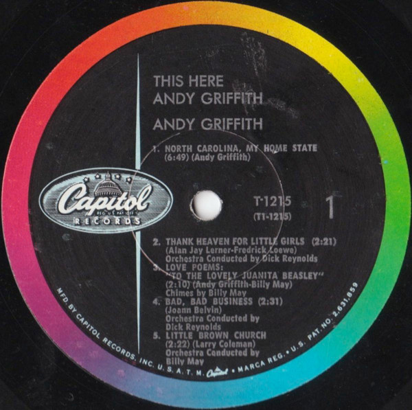 Andy Griffith - This Here Andy Griffith | Capitol Records (T-1215) - 4 Andy Griffith - This Here Andy Griffith | Capitol Records (T-1215) - 4